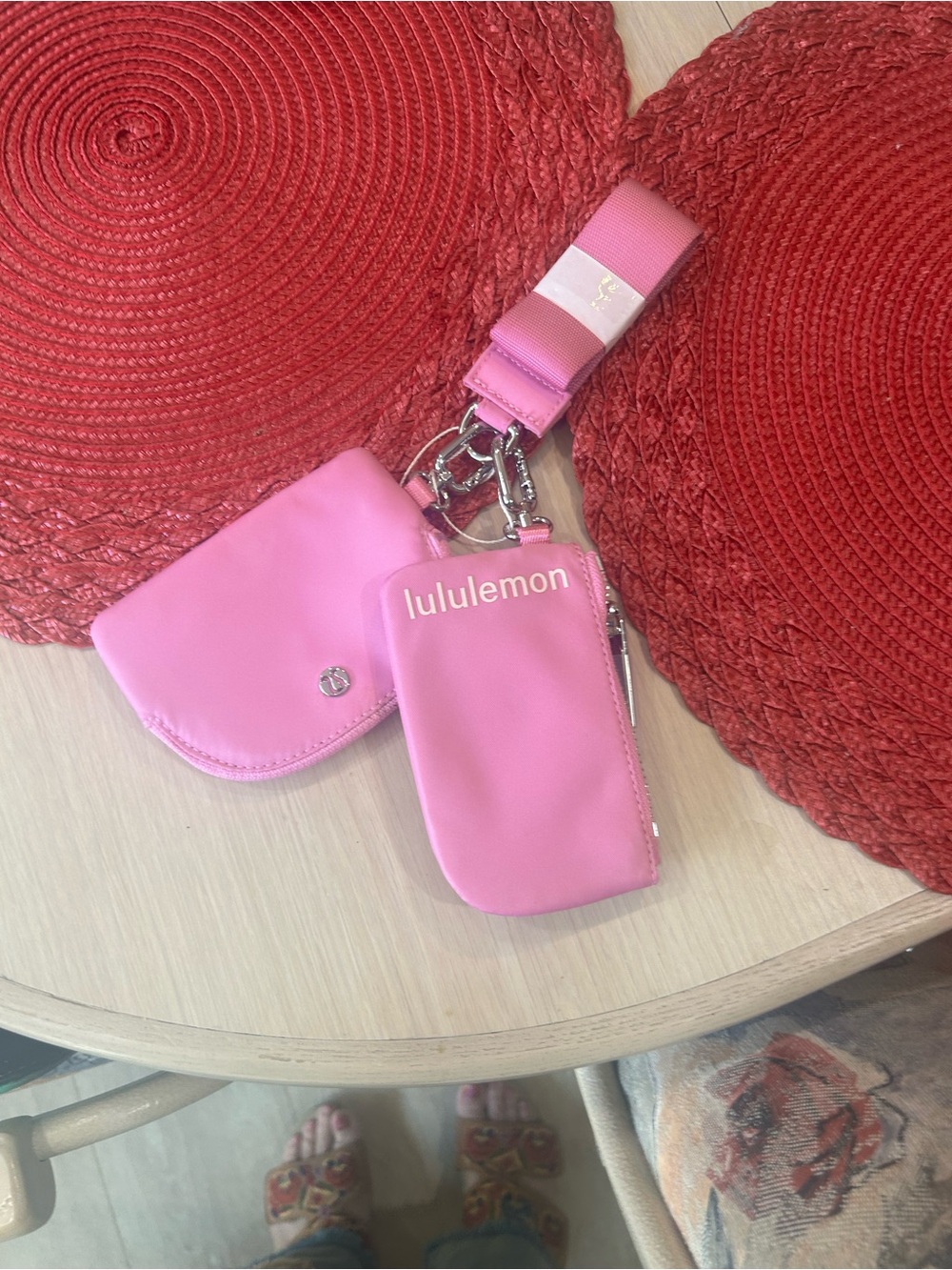 lululemon athletica Pink Key & Card Holder Set with Strap